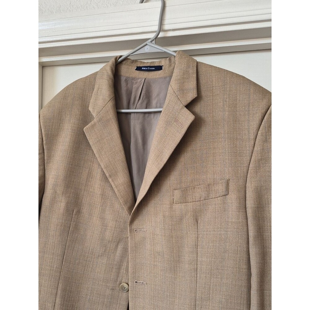 Chaps 100% Wool Three Button Smooth Blazer W/herringbone Pattern Sz 48R - Picture 3 of 17